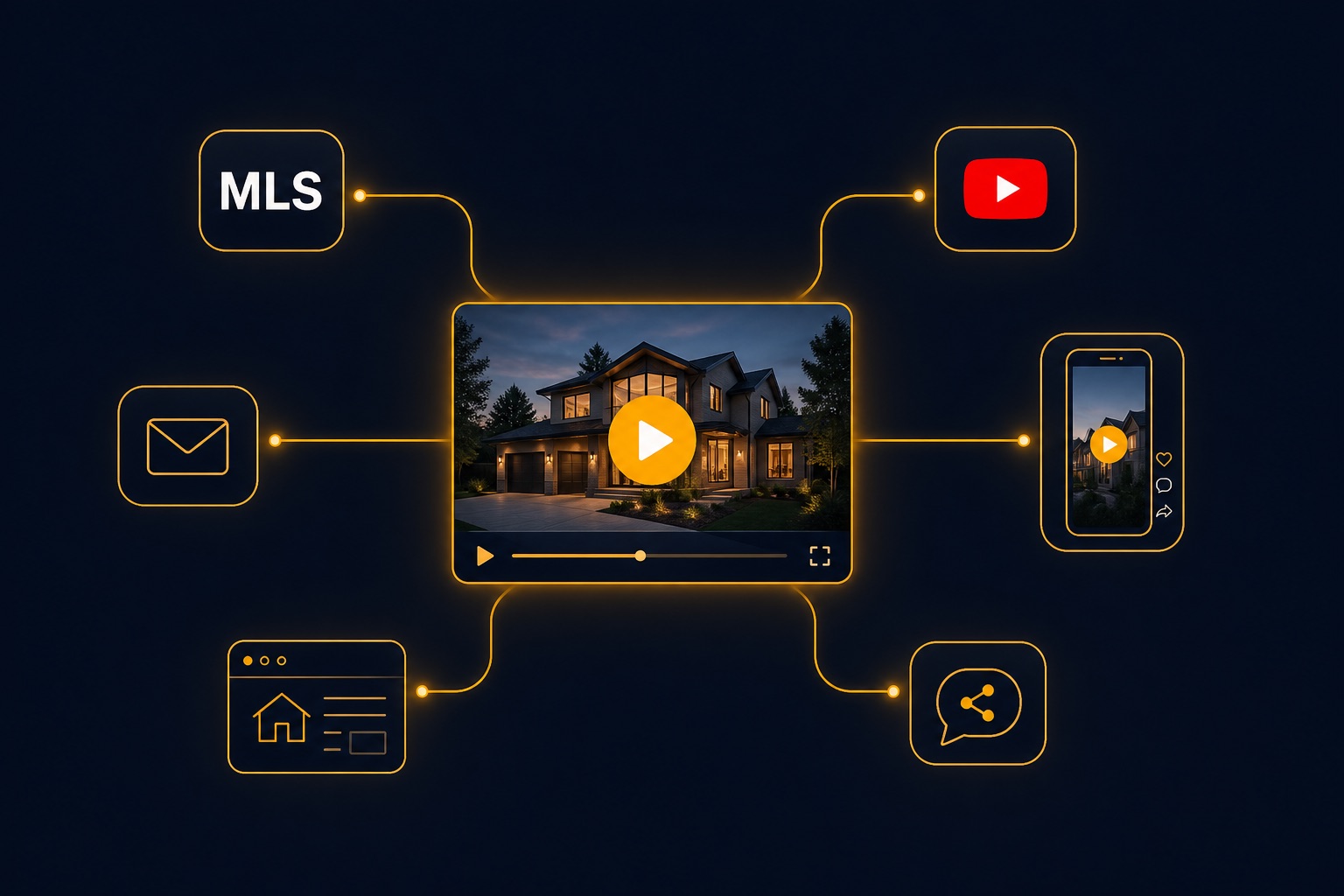 One Kioto video distributed to MLS, YouTube, email, social, and your agent website